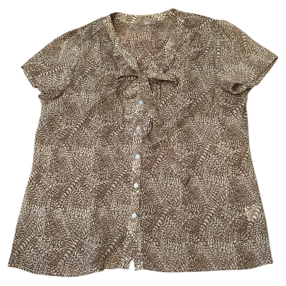 SOON Brown and Beige semi transparent,  Blouse size 18